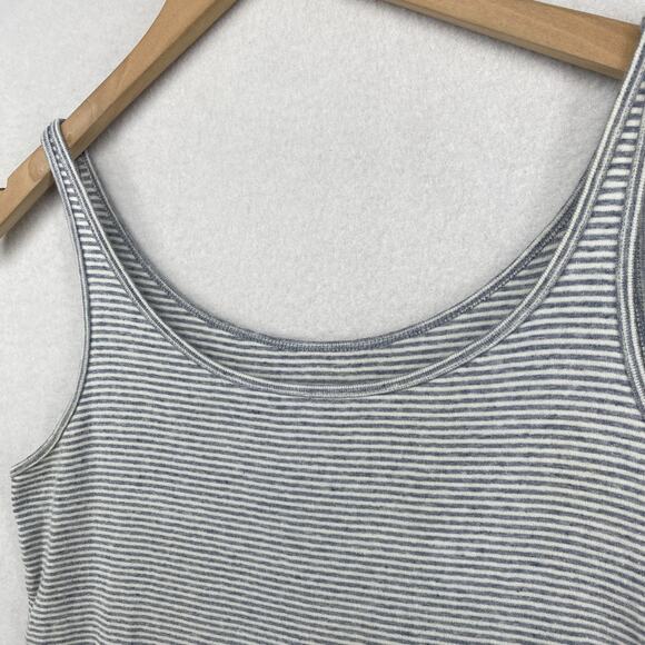 EILEEN FISHER Tank Top M Organic Cotton Jersey Striped Cami Scoop Neck Gray - Picture 2 of 13
